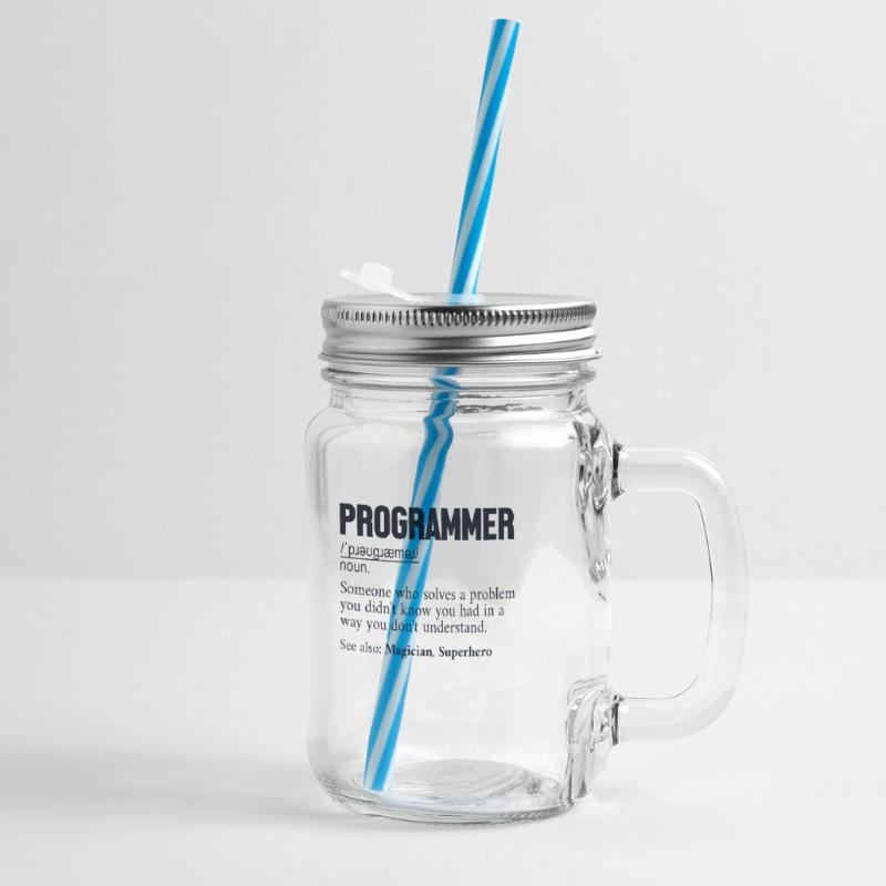 Programmer Definition Software Developer Coder Glass jar with handle and screw cap