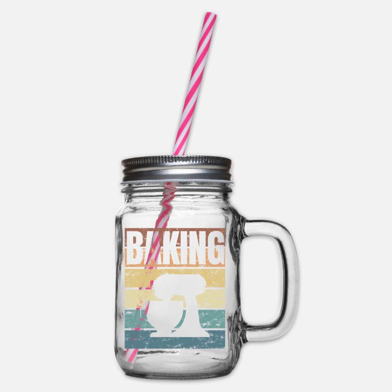 Baking Therapy Bake Cake Chef - Glass jar with handle and screw cap - clear