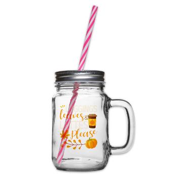 Leggings Blätter und Milchkaffee bitte lustig - Henkelglas mit Schraubdeckel - Klar - Rechts