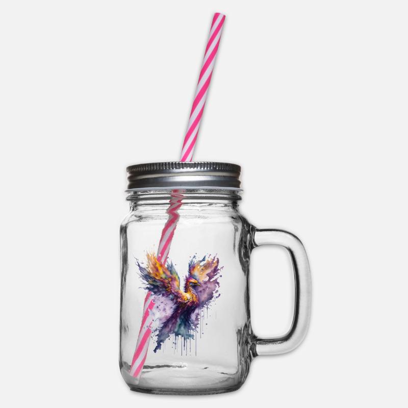 Feu mystique: Aquarelle Phoenix Bird - Bocal à boisson - transparent