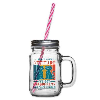 I Don't Have Attitude 6 - Glass jar with handle and screw cap - clear - Right