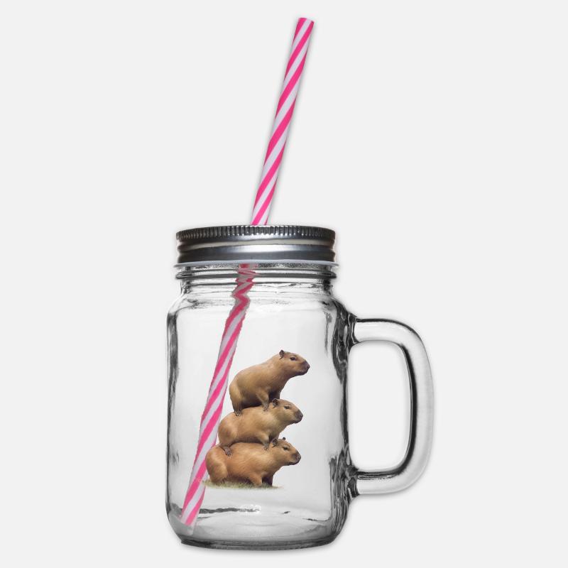 Capybara-Turm - Henkelglas mit Schraubdeckel - Klar