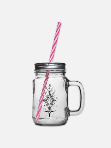 Vegvisir Wikinger Runen Kompass Okkult Symbolik - Henkelglas mit Schraubdeckel - Klar