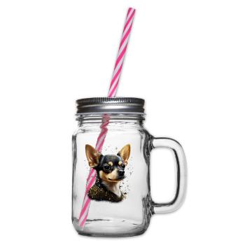 Chihuahua - Cute and beautiful coloured Dog Love - Glass jar with handle and screw cap - clear - Right