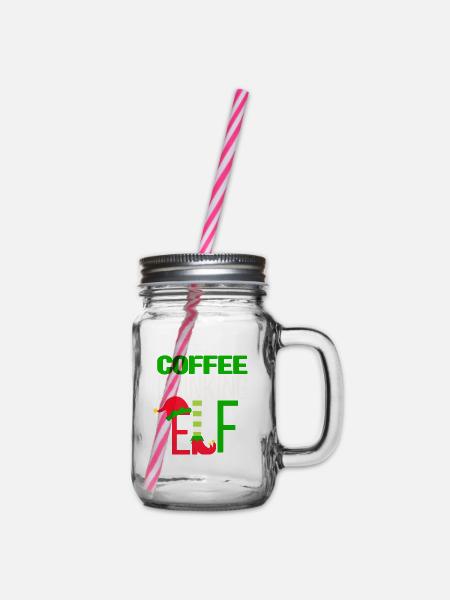 Der Kaffee trinkende Elf Passende Familiengruppe - Henkelglas mit Schraubdeckel - Klar