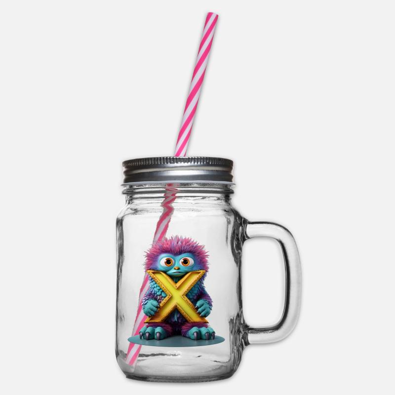 Monstre multicolore avec X - Bocal à boisson - transparent