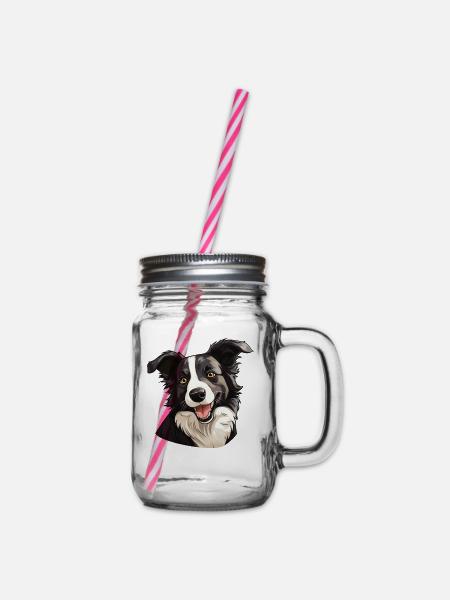 Hund Border Collie - Henkelglas mit Schraubdeckel - Klar