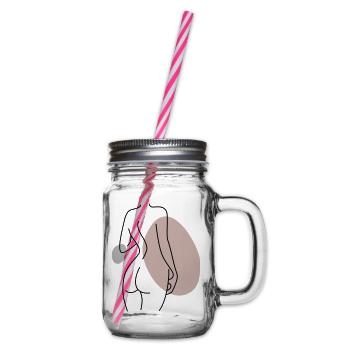 Abstraktes Design Rücken - Henkelglas mit Schraubdeckel - Klar - Rechts