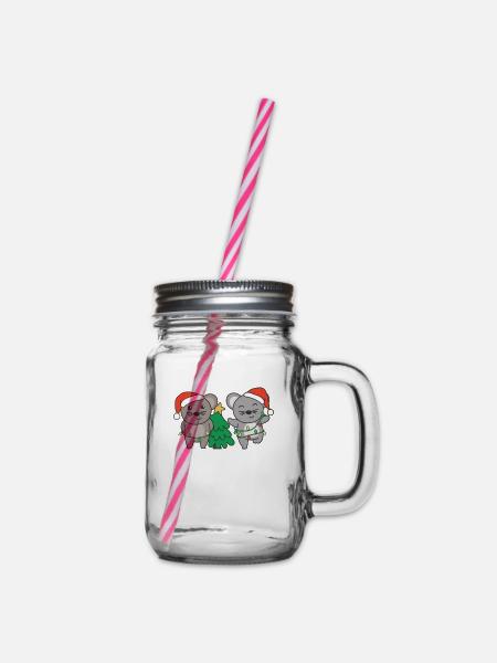Maus Weihnachten Winter Tiere Mäuse - Henkelglas mit Schraubdeckel - Klar