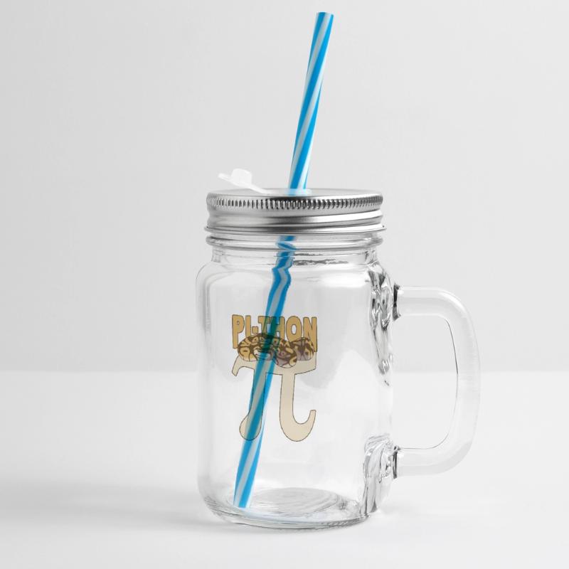 Pi-Thon Funny Pi Day Python Snake Math Glass jar with handle and screw cap