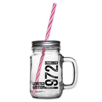 Birthday Gift December 1972. December 1972. - Glass jar with handle and screw cap - clear - Right