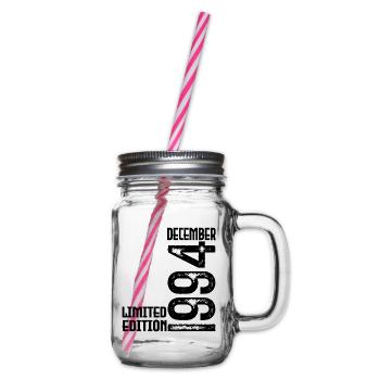 Birthday Gift December 1994. December 1994. - Glass jar with handle and screw cap - clear - Right