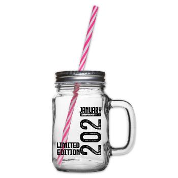Geburtstagsgeschenk Januar 2021. Januar 2021. - Henkelglas mit Schraubdeckel - Klar - Rechts
