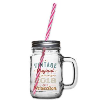 Vintage Birthday - December 2018 - Gift Idea - Glass jar with handle and screw cap - clear - Right