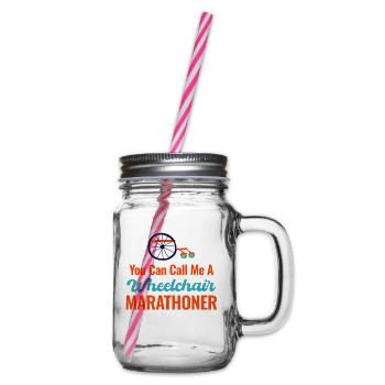 Man Kann Mich Einen Rollstuhl-marathonläufer Mit - Henkelglas mit Schraubdeckel - Klar - Rechts