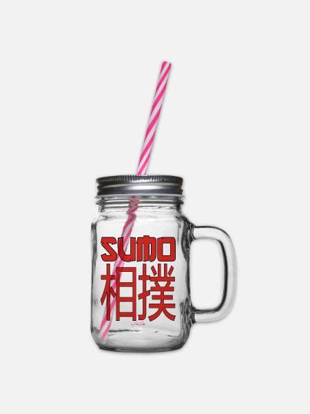 Text in Kanji Japanisch: Sumo - Henkelglas mit Schraubdeckel - Klar