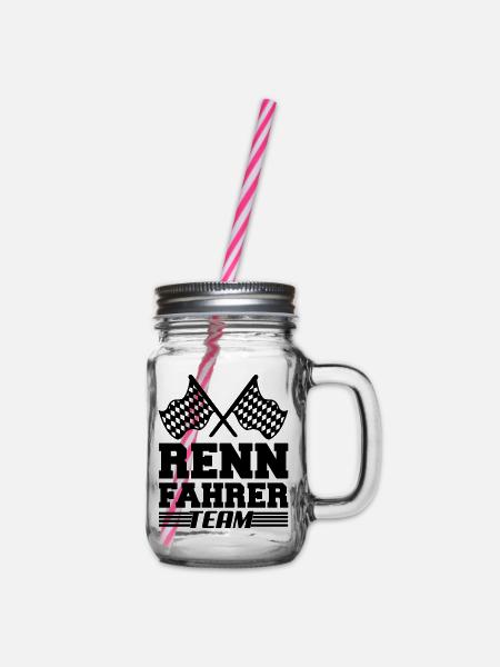 rennfahrer team - Henkelglas mit Schraubdeckel - Klar