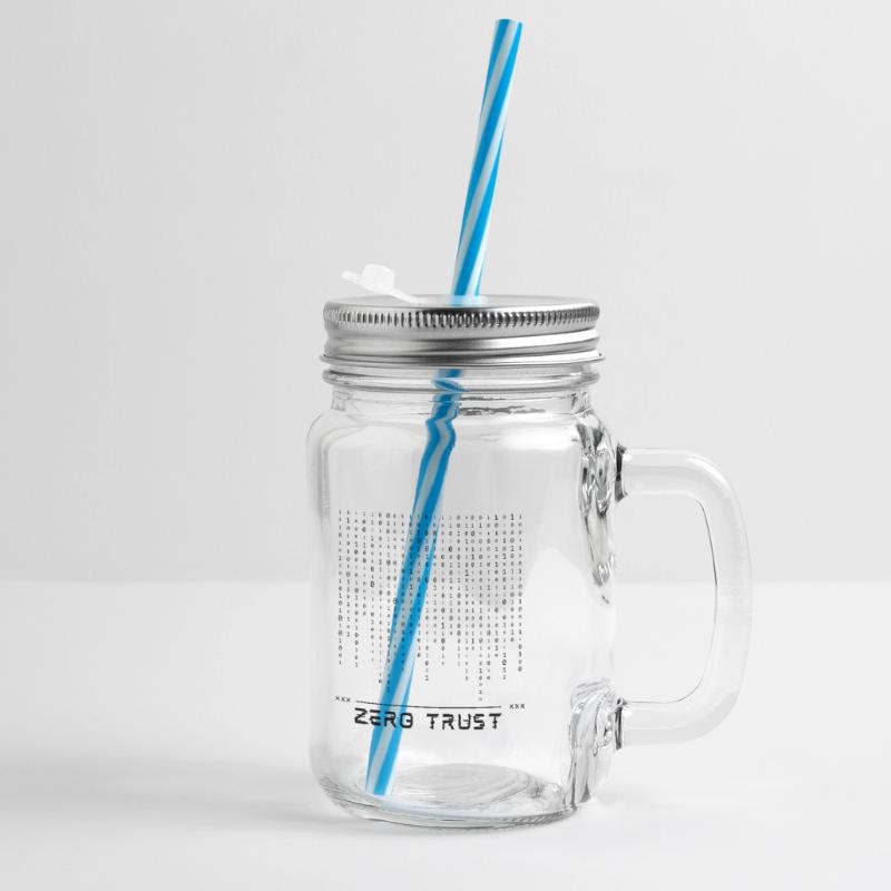 Zero Trust Binary Code Glass jar with handle and screw cap