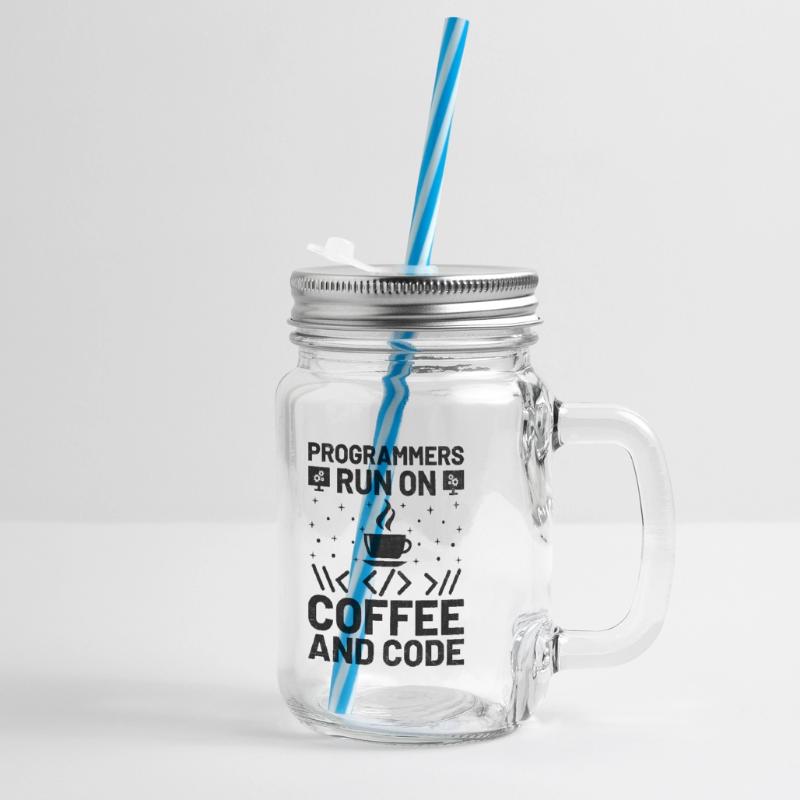 Coffee Coding Programmer Coder Developer Nerd Coff Glass jar with handle and screw cap