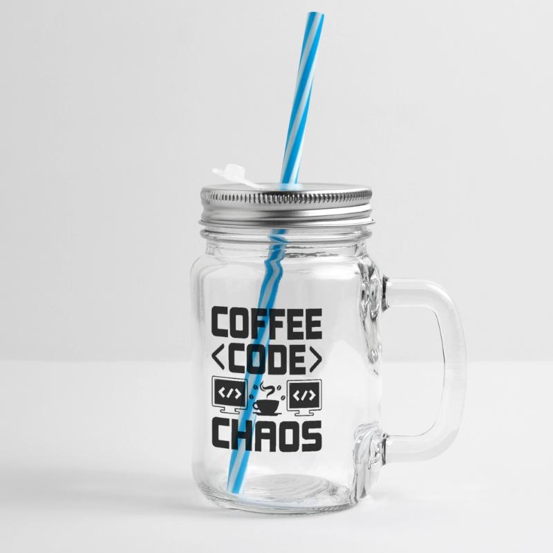Coffee Coding Programmer Coder Developer Nerd Coff Glass jar with handle and screw cap