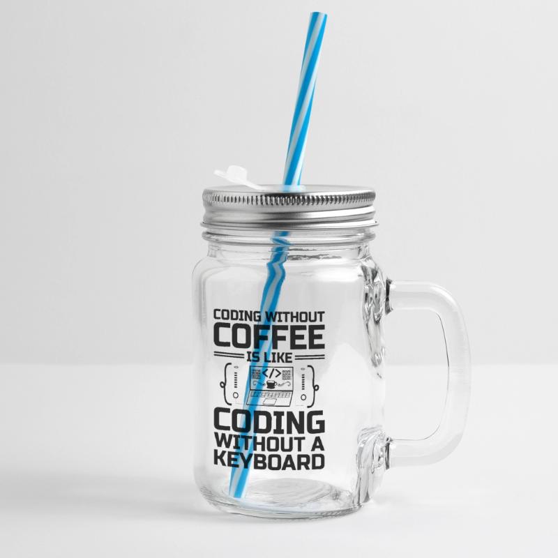 Coffee Coding Programmer Coder Developer Nerd Coff Glass jar with handle and screw cap