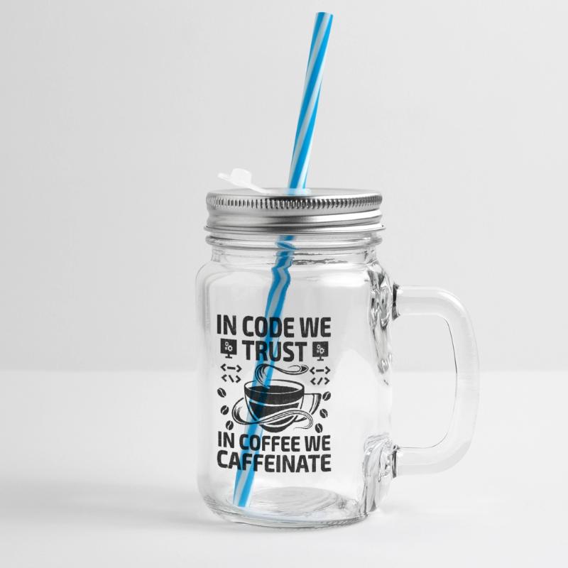 Coffee Coding Programmer Coder Developer Nerd Coff Glass jar with handle and screw cap