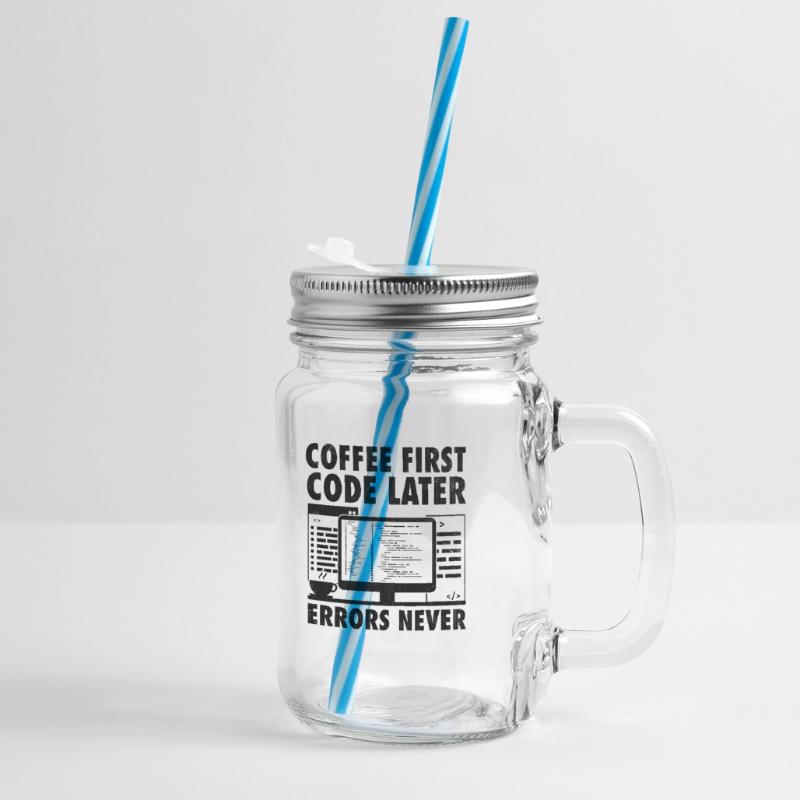 Coffee Coding Programmer Coder Developer Nerd Coff Glass jar with handle and screw cap
