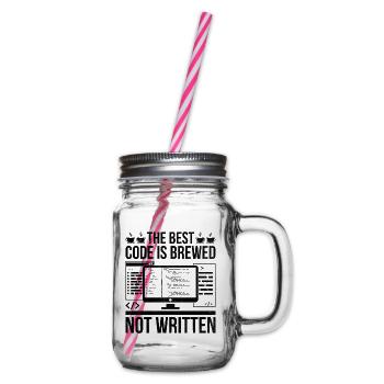 Kaffee-Codierung Programmierer Programmierer Entwickler Nerd Coff - Henkelglas mit Schraubdeckel - Klar - Rechts
