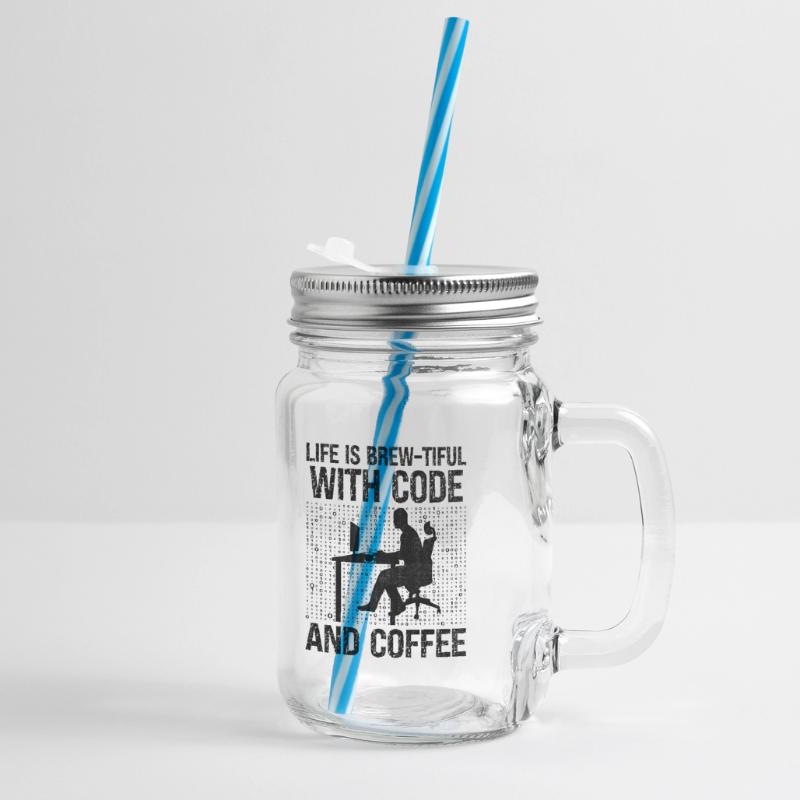 Kaffee-Codierung Programmierer Programmierer Entwickler Nerd Coff Henkelglas mit Schraubdeckel