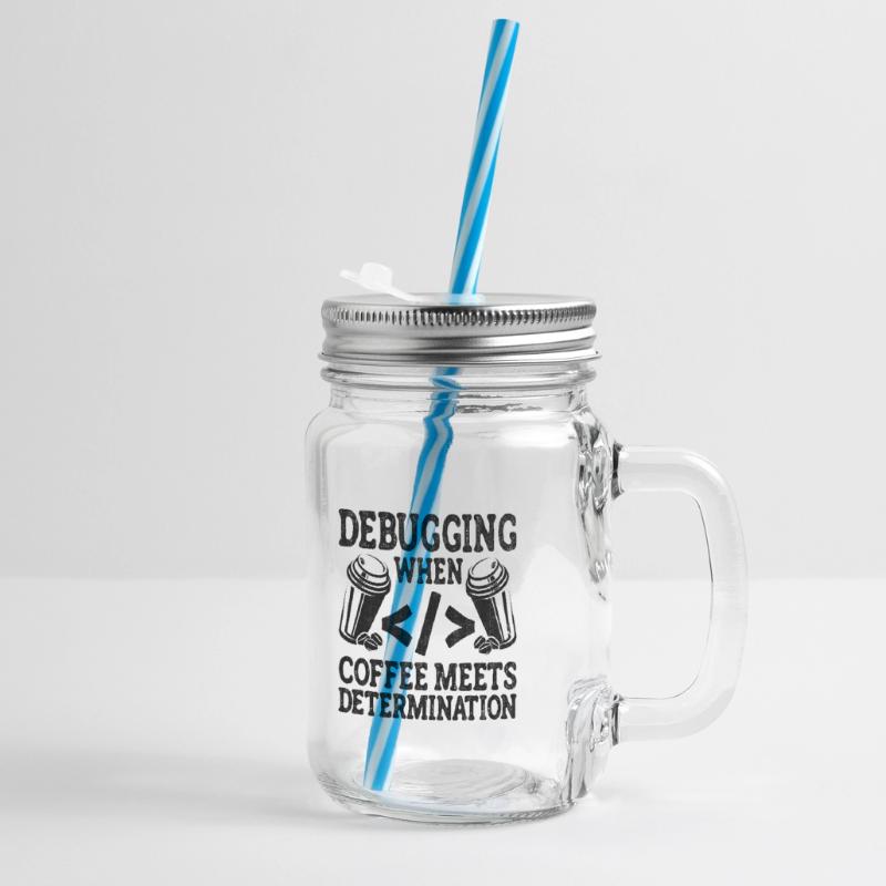 Coffee Coding Programmer Coder Developer Nerd Coff Glass jar with handle and screw cap