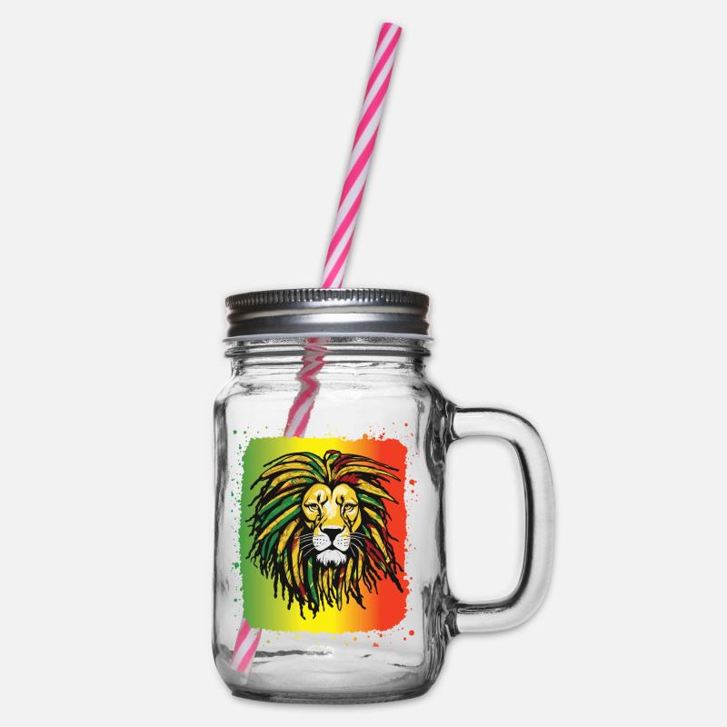 Rasta Lion Reggae Dreadlocks Couleur Rastafari jam - Bocal à boisson - transparent