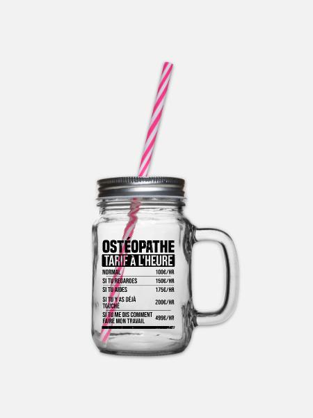 Osteopath Stundensatz Geschenkidee Humor - Henkelglas mit Schraubdeckel - Klar