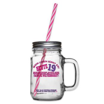 19th Birthday Man and Woman Guestbook - Glass jar with handle and screw cap - clear - Right