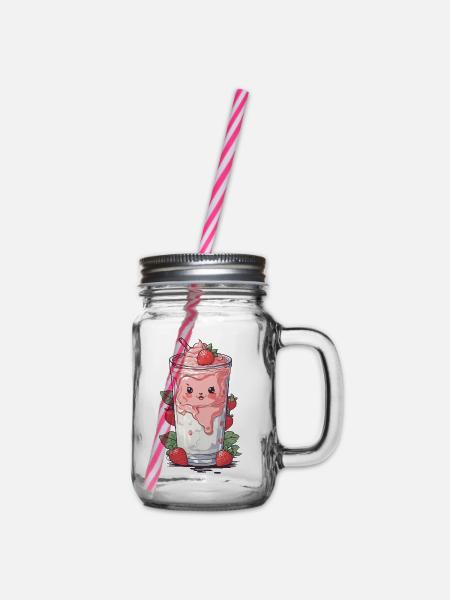 Fraises Mignon Milkshake Kawaii Fun - Bocal à boisson - transparent