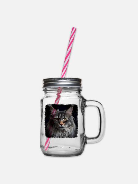 Maine Coon Kätzchen Maine Coon Katze - Henkelglas mit Schraubdeckel - Klar