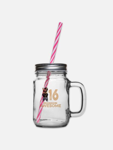 16 Years of being Awesome Cool Dog - Henkelglas mit Schraubdeckel - Klar