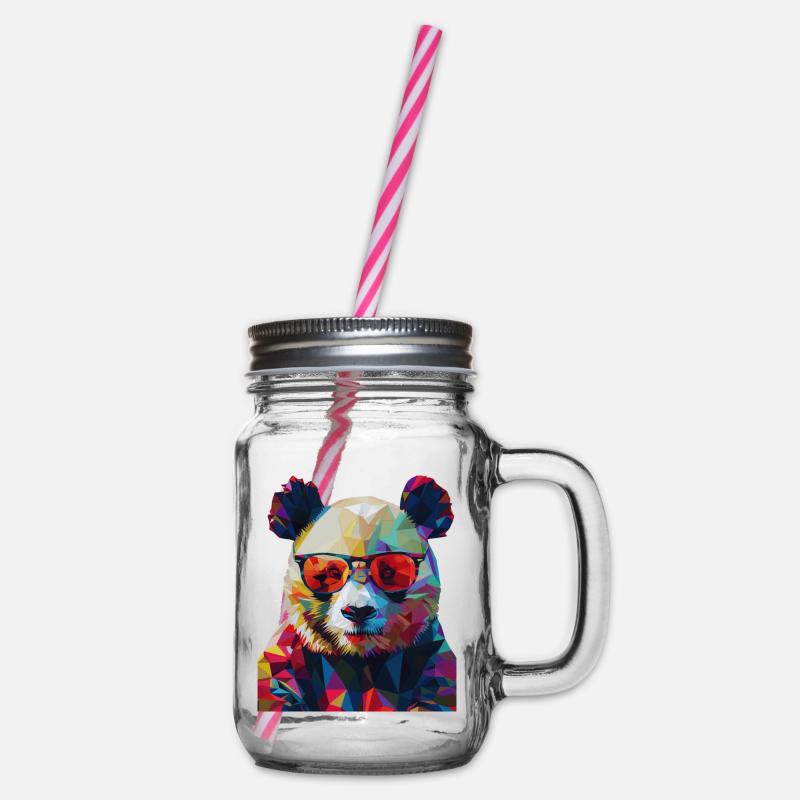 Geometric Panda 1 - Henkelglas mit Schraubdeckel - Klar
