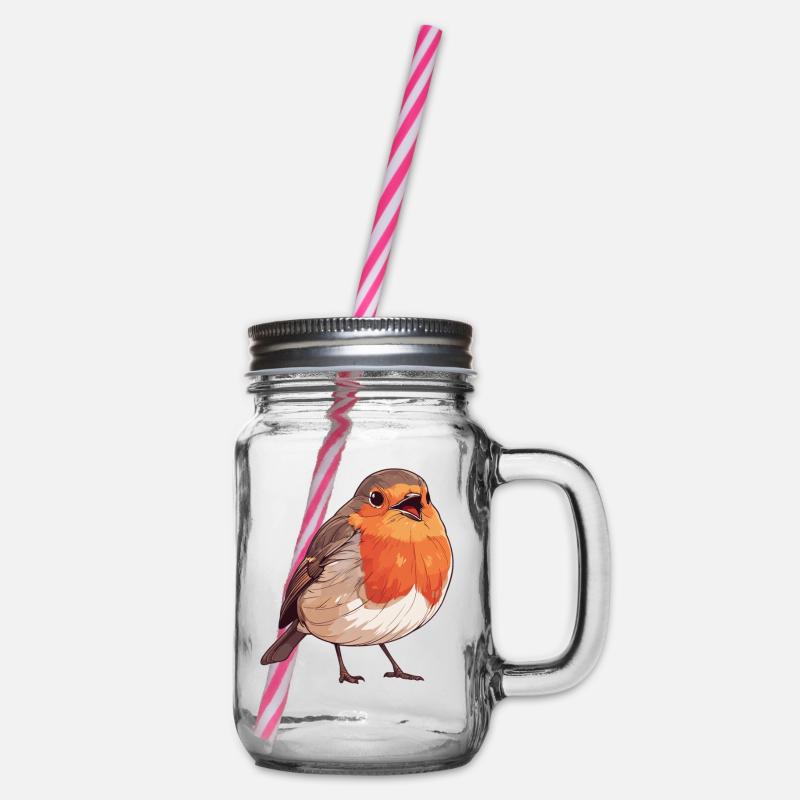 Robin Rotkehlchen - Henkelglas mit Schraubdeckel - Klar