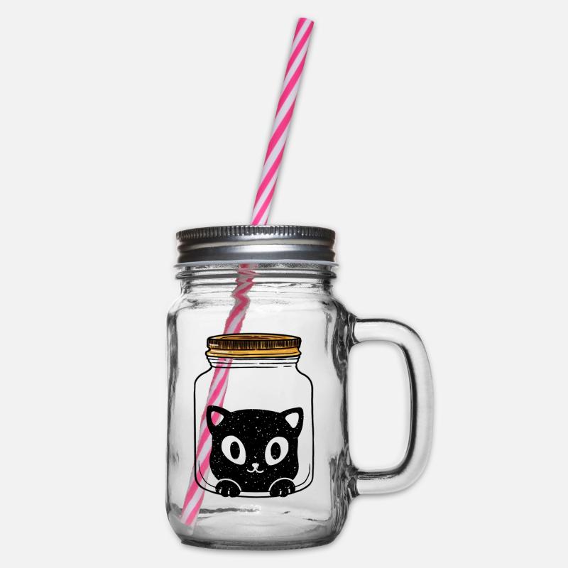 Katze Katzen Geschenkidee - Henkelglas mit Schraubdeckel - Klar