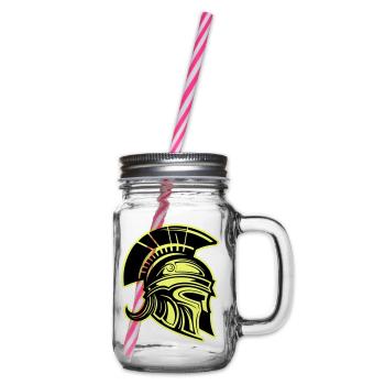 Spartan Head Warrior Sparta Helmet - Glass jar with handle and screw cap - clear - Right