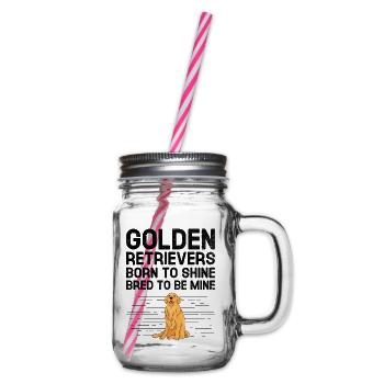 Golden Retriever Born To Shine Gezüchtet, um Mine zu sein GR - Henkelglas mit Schraubdeckel - Klar - Rechts
