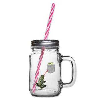 Frog Tongue Reaching For Tadpole In Your Pocket - Glass jar with handle and screw cap - clear - Right