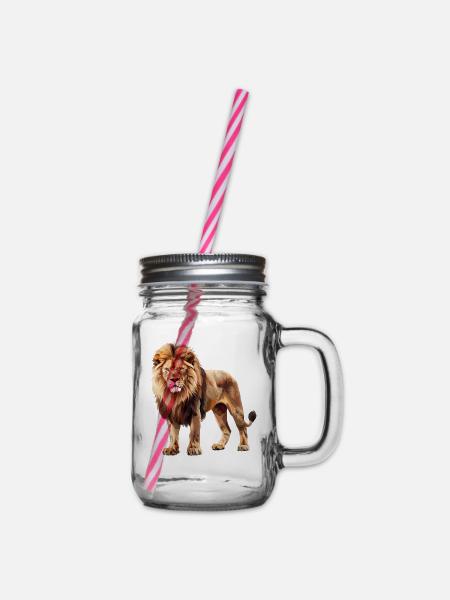 Lion Löwen Löwe - Henkelglas mit Schraubdeckel - Klar