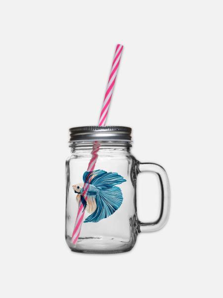 Bettas Betta Fisch Betta - Henkelglas mit Schraubdeckel - Klar