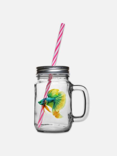 Bettas Betta Fisch Betta - Henkelglas mit Schraubdeckel - Klar