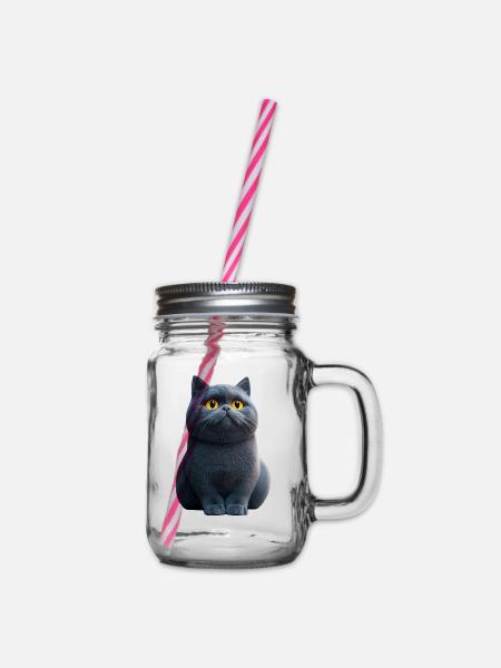 Britisch Kurzhaar Katze BKH Katzenmama Süße Katzen - Henkelglas mit Schraubdeckel - Klar