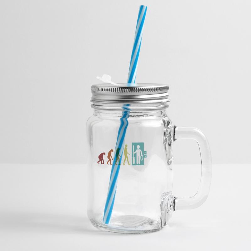 Elevator Technician Evolution Inspector Elevator Glass jar with handle and screw cap