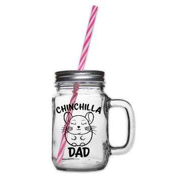 Chinchilla Saying Dad Funny Chinchilla Gift - Glass jar with handle and screw cap - clear - Right