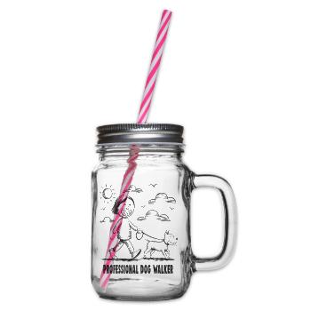 Pitbull Pet Dog Animal Lover - Glass jar with handle and screw cap - clear - Right