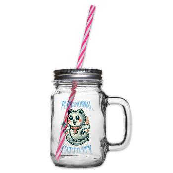 Funny Halloween Outfit Purranormal Cattivity - Glass jar with handle and screw cap - clear - Right